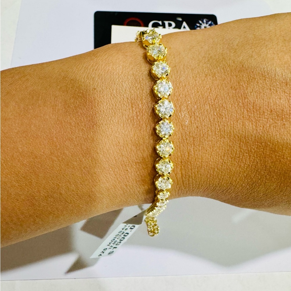 14k Yellow Gold Vermeil Certified Diamond Anklet or Bracelet, 2 way wearing Gem - Picture 4 of 8